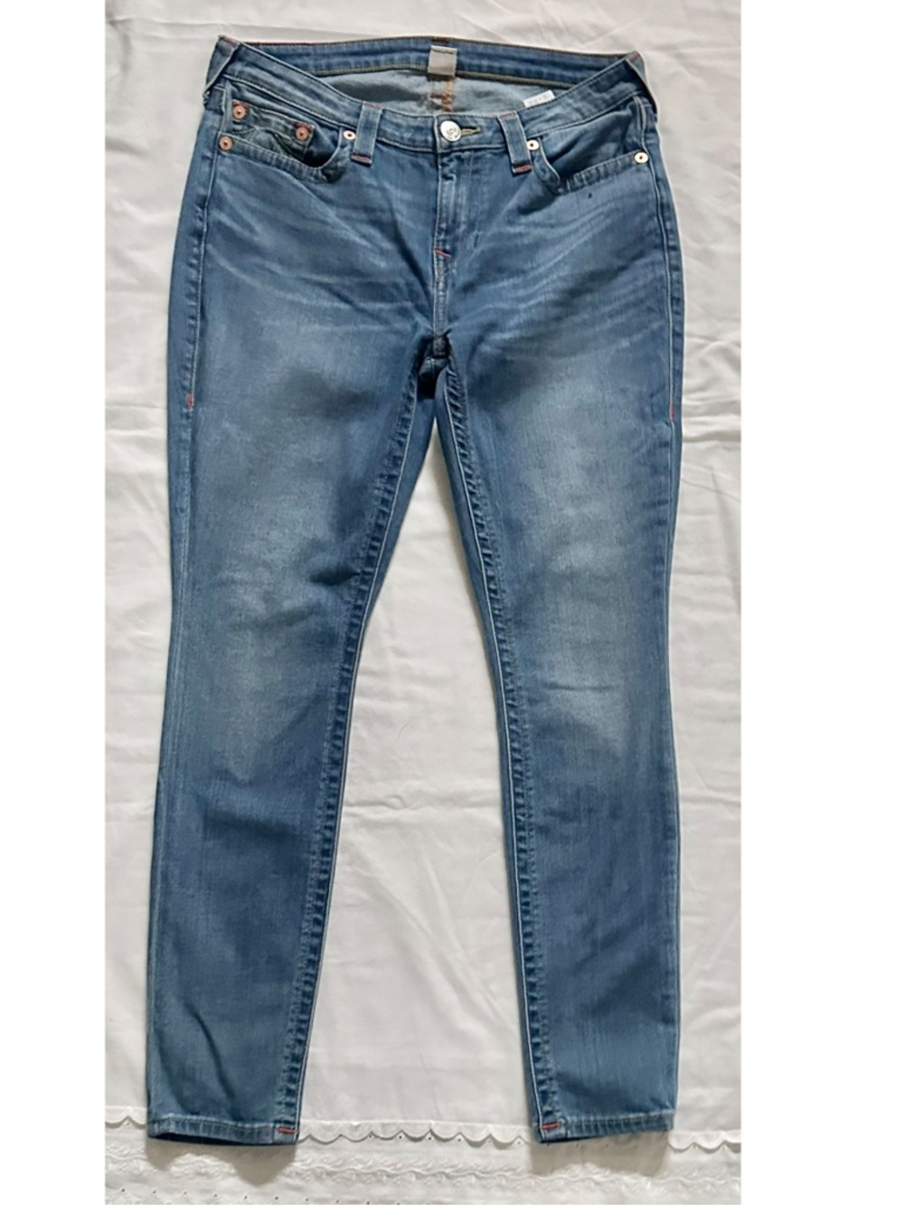 True Religion Curvy Skinny Jeans Women’s Size 31 Blue Stretch Denim